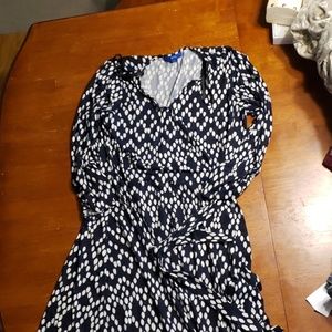 Navy print wrap dress